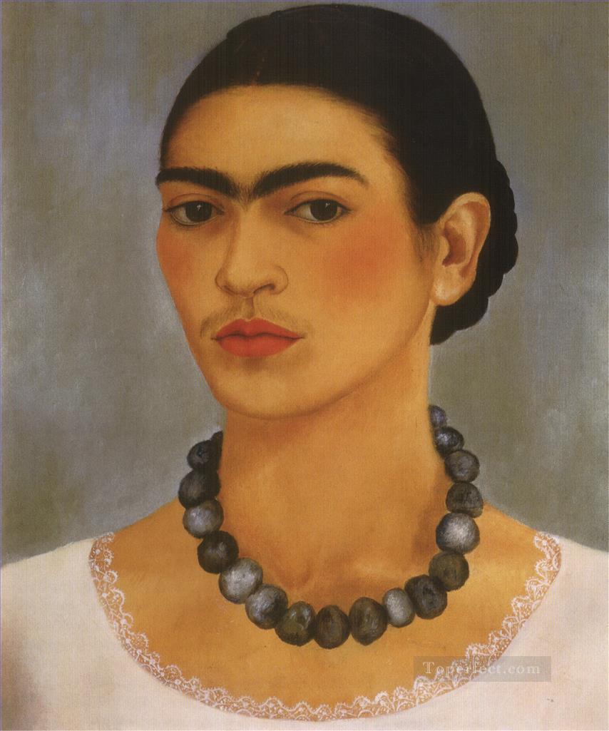 Autorretrato con Collar feminismo Frida Kahlo Pintura al óleo